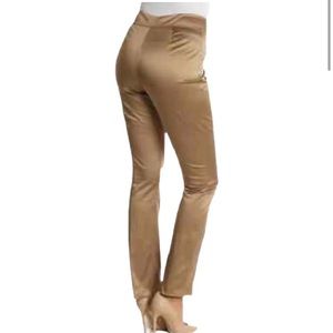 GOOD AMERICAN SATEEN EXECUTIVE PANTS IN CAMEL GOLD TONE